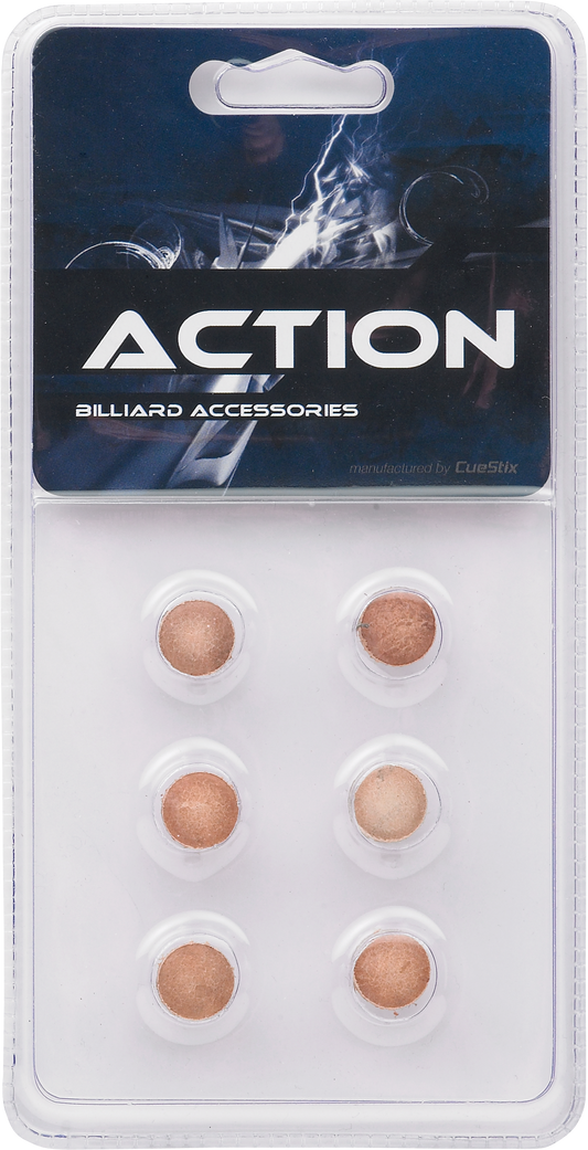 Action QT6GP Standard Pool Cue Tips - Blister Pack of 6